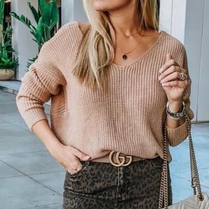Chicwish Nifty Twist Sweater in Light Tan